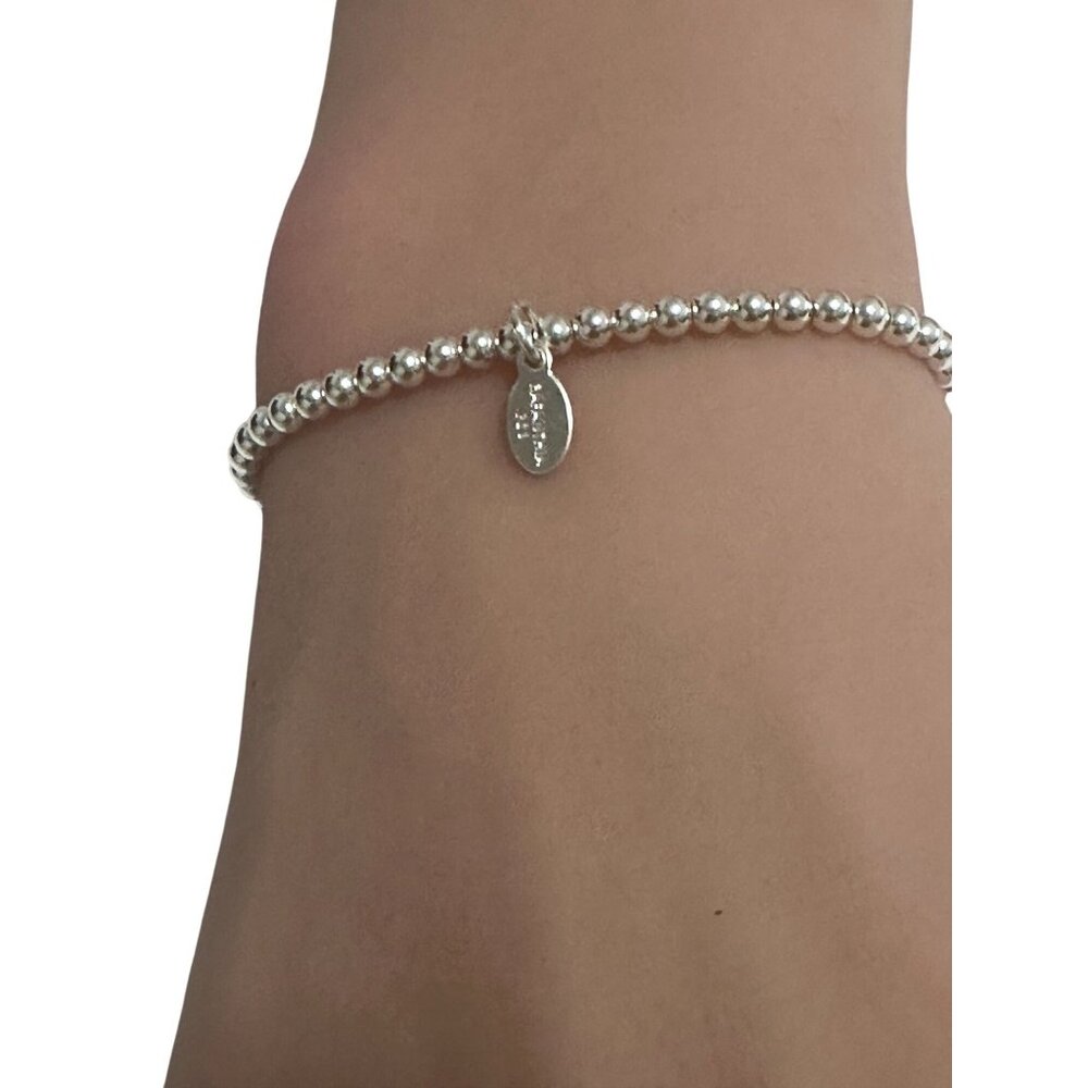 925 Sterling Silver Beaded Stretch Stacking Brace… - image 5